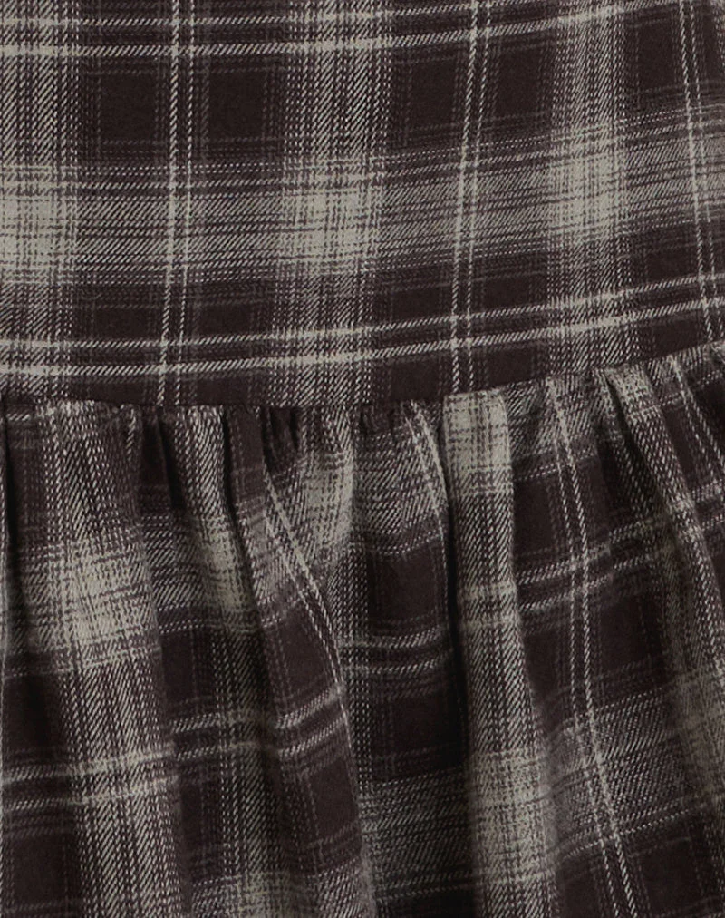 Mini robe à encolure carrée Miyori, à carreaux gris