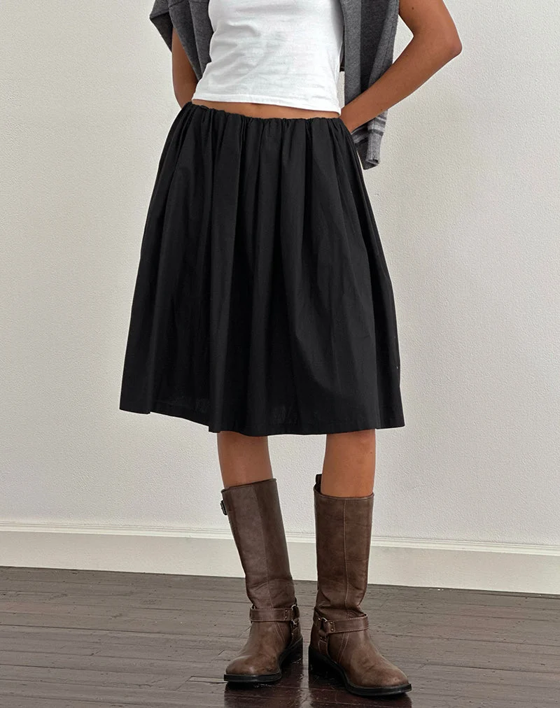Murphy Knee Length Skirt in Black