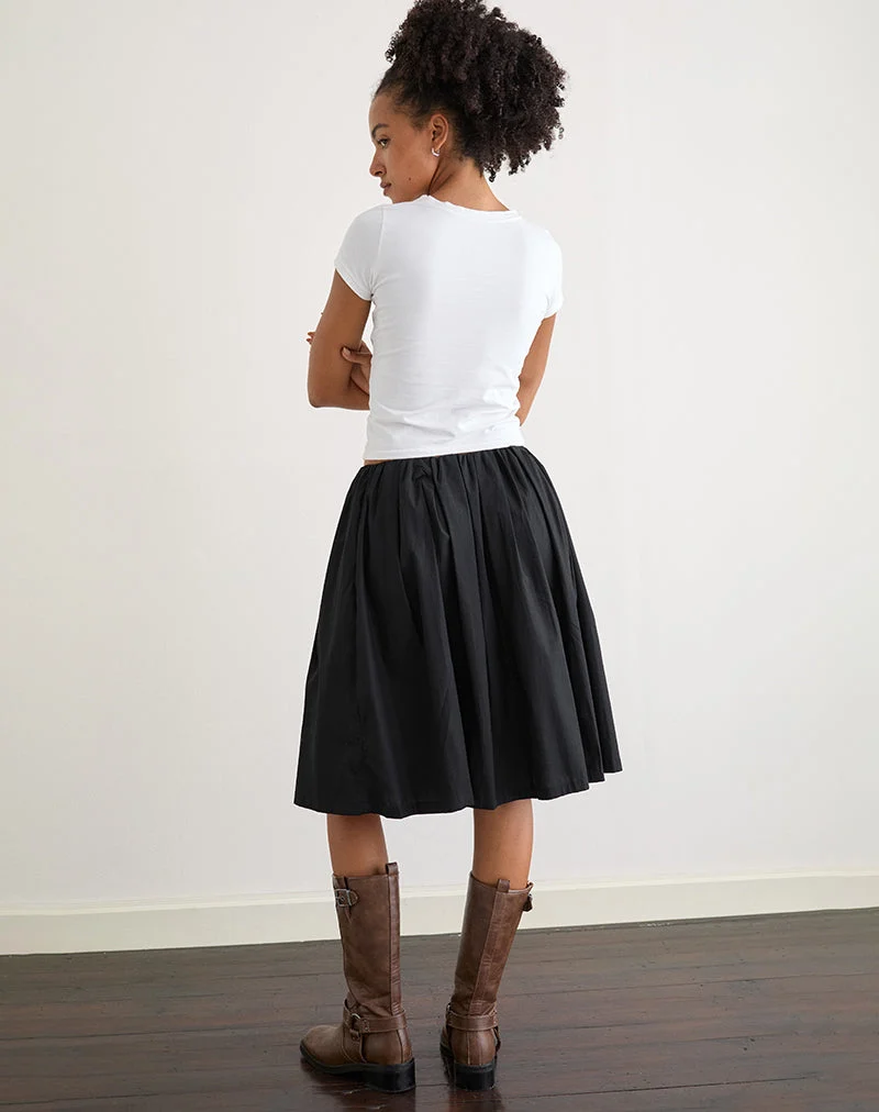 Murphy Knee Length Skirt in Black