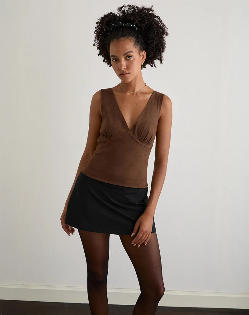 Top Vishata en faux daim marron
