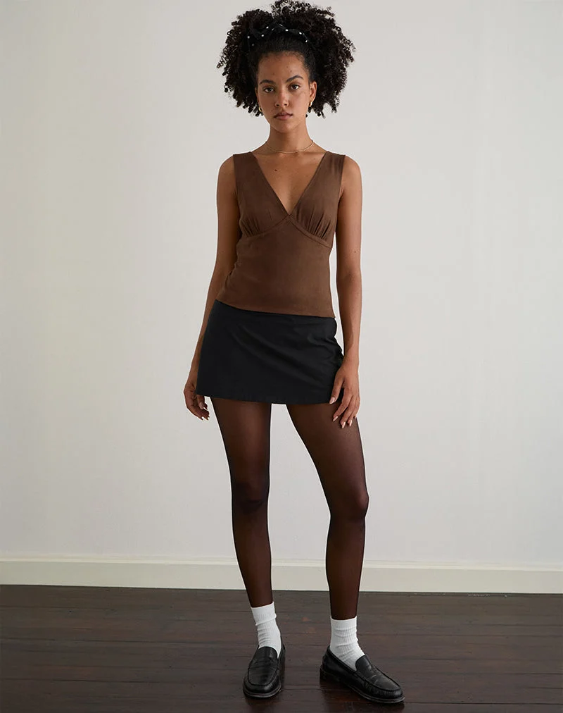 Top Vishata en faux daim marron