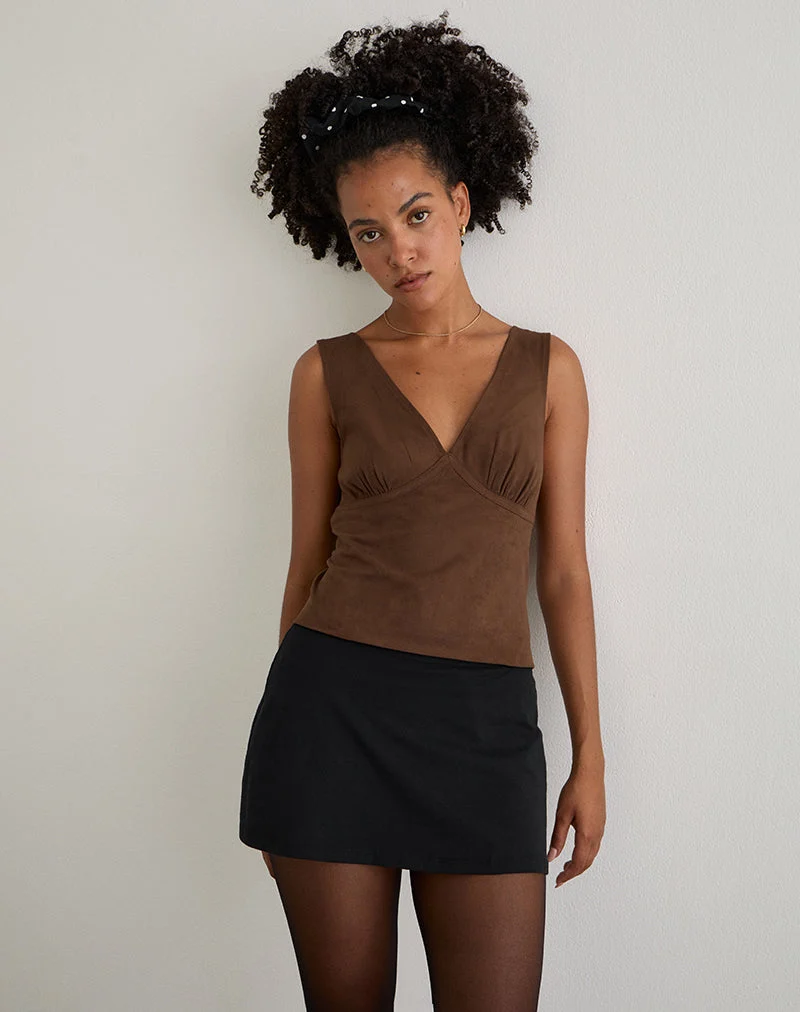 Top Vishata en faux daim marron