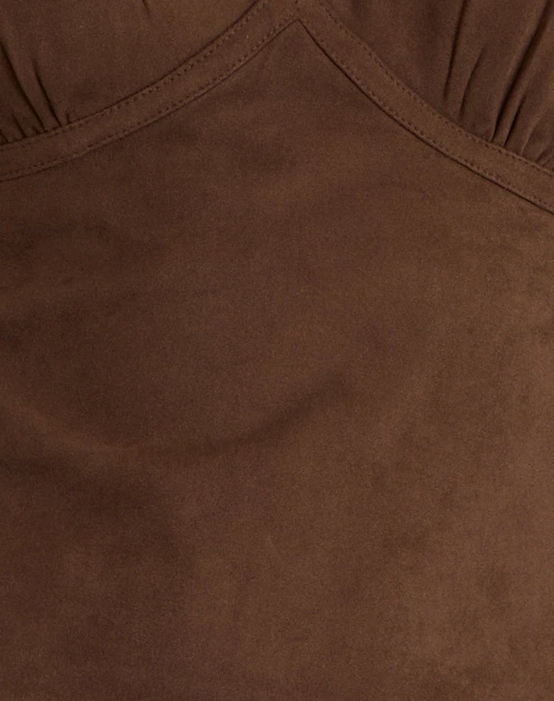Top Vishata en faux daim marron