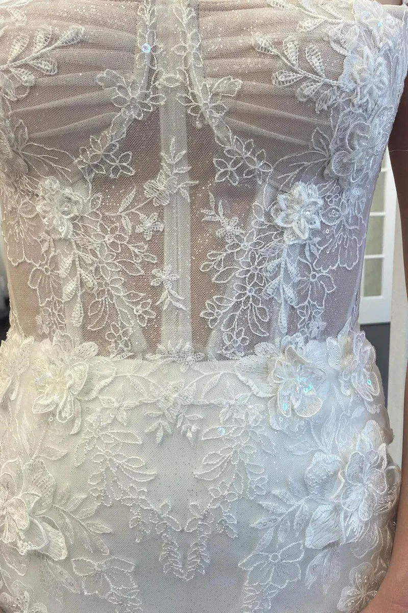 Robe de mariée transparente sirène en dentelle élégante