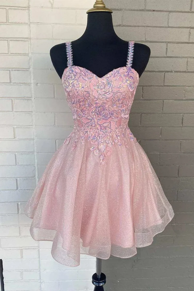 Robe de soirée avec haut en dentelle rose pour juniors