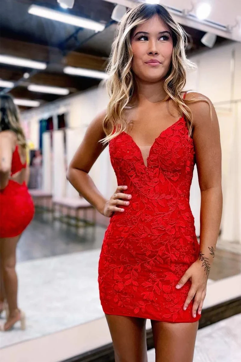 Robe de soirée en dentelle rouge, coupe ajustée, fille noire, tue