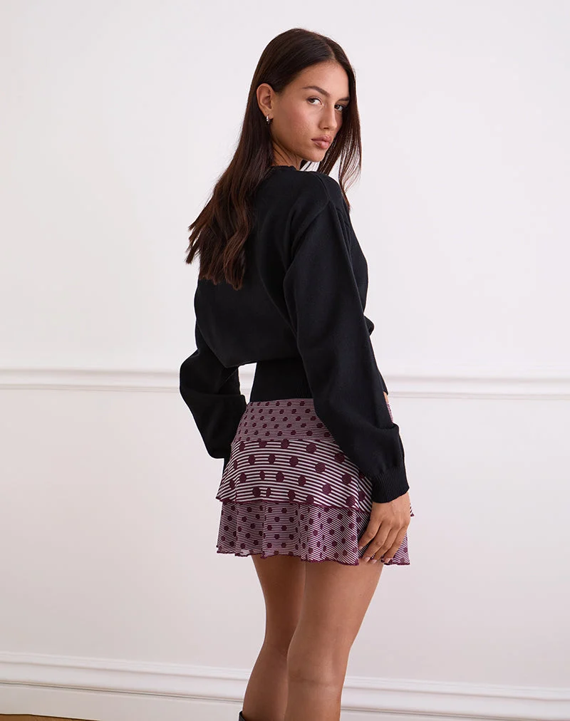 Jupe à volants Gayani, rayée Polka Plum