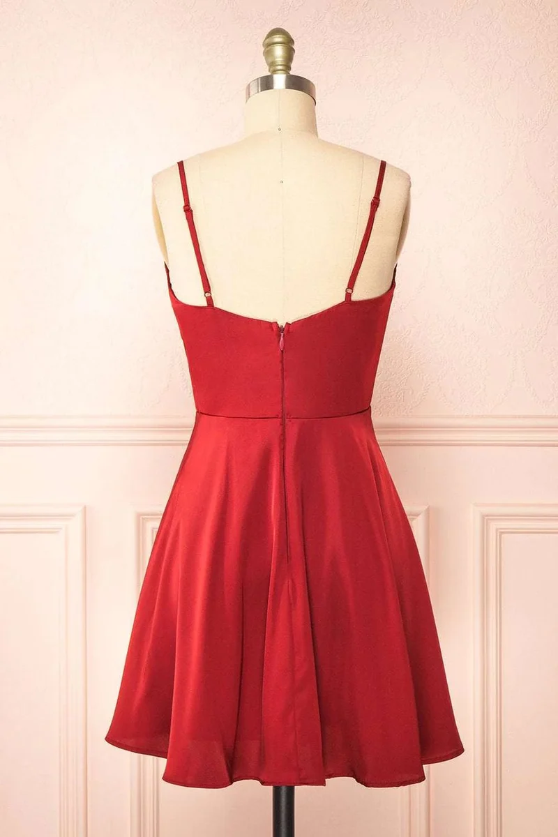 Robe de soirée rouge classique à col bénitier, robes de demoiselle d'honneur