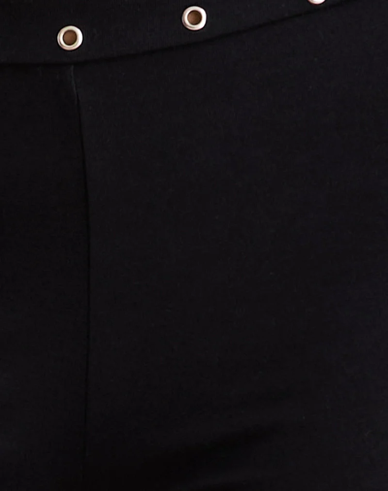 Pantalon à taille basse Dorala avec œillets en noir