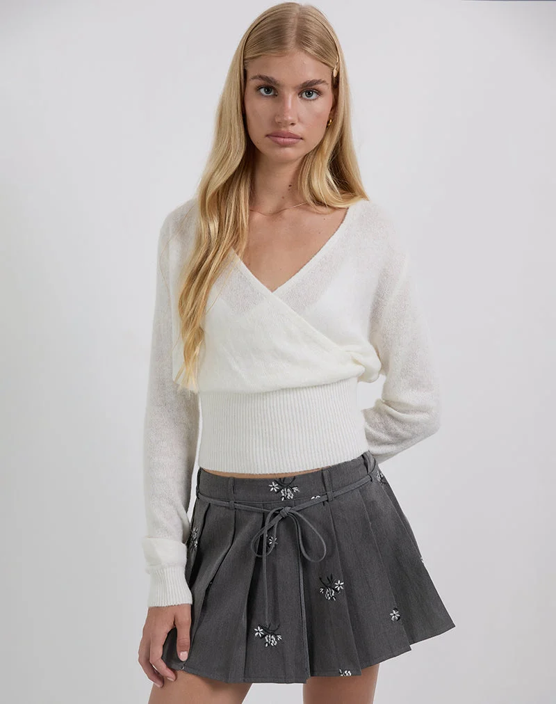 Jupe Calina en broderie florale Tailoring Charcoal