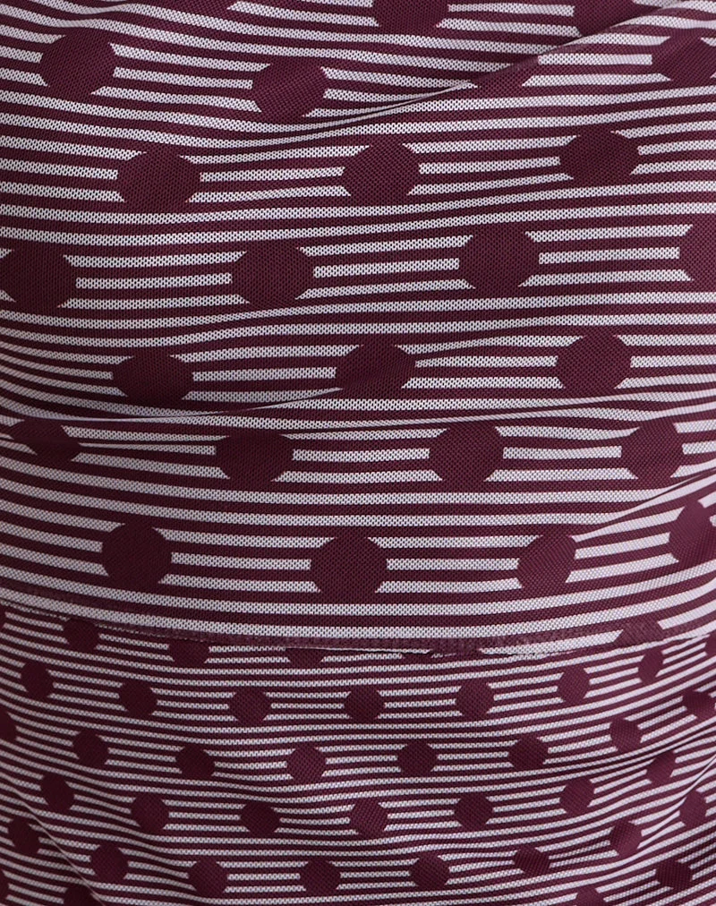 Tarya Asymmetric Top in Stripe Polka Plum (Top asymétrique à rayures)