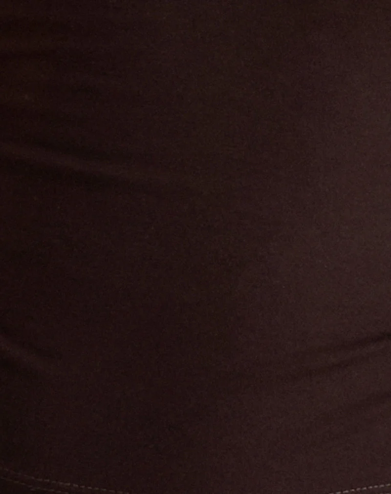 Raceline Halterneck Top in Rayon Jersey Chocolate Brown
