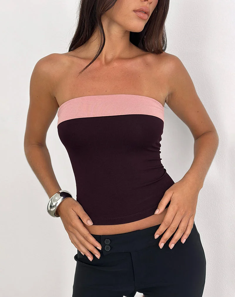 Top bandeau Solna en Redwood avec Pink Lady Binding