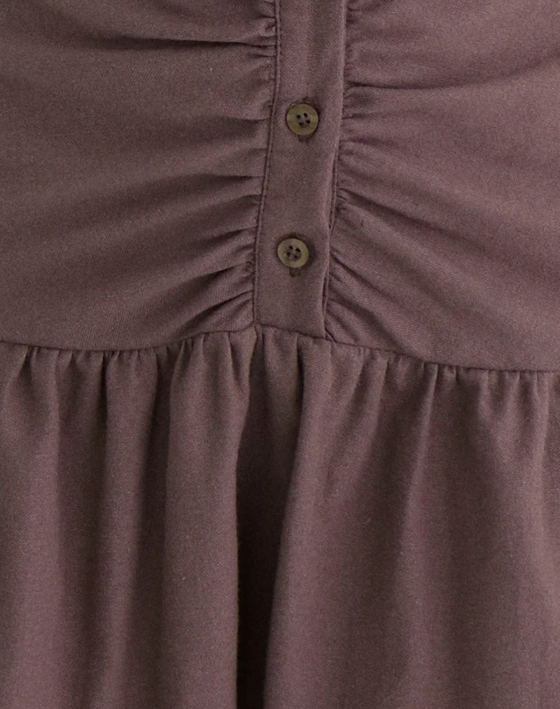 Mini robe boutonnée Yuha en taupe foncé