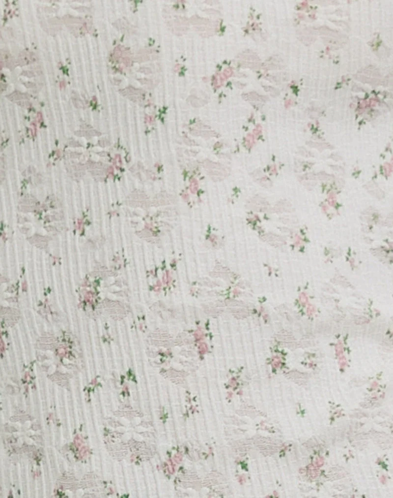 Luyu Short Sleeve Top in Floral Lace Ivory (Top à manches courtes en dentelle florale)