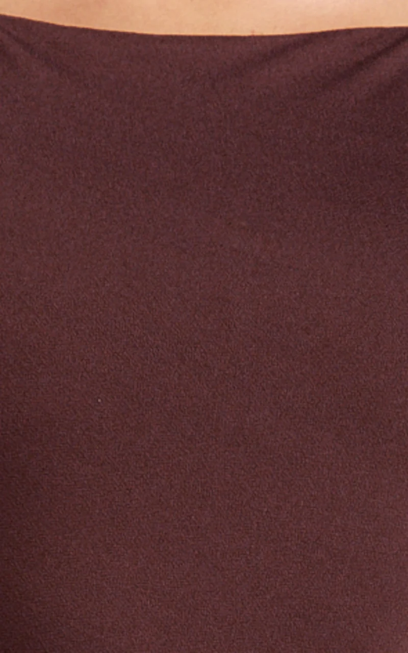Audette Maxi Dress - Boat Neck Ruched Fitted Dress in Chocolate