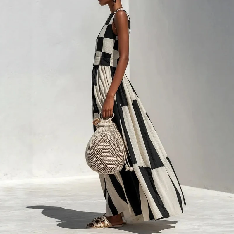 Fayette | Black and White Maxi Dress & Blocks