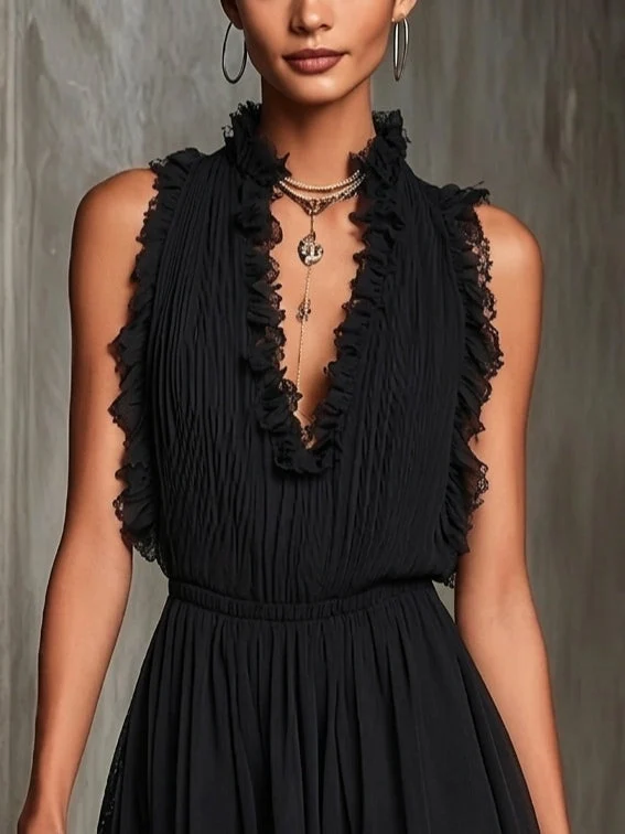 Mélaine | Black Ruffle Romper