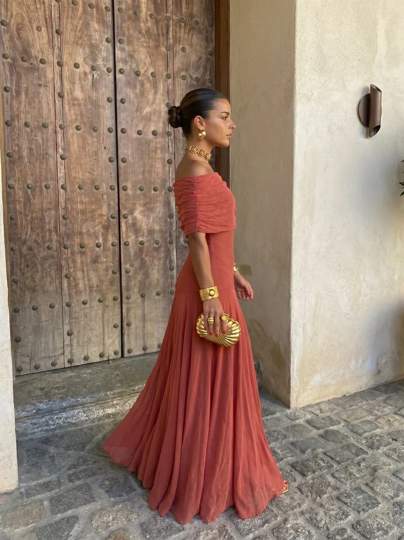 Cordoue | Three-tone off-the-shoulder maxi dress