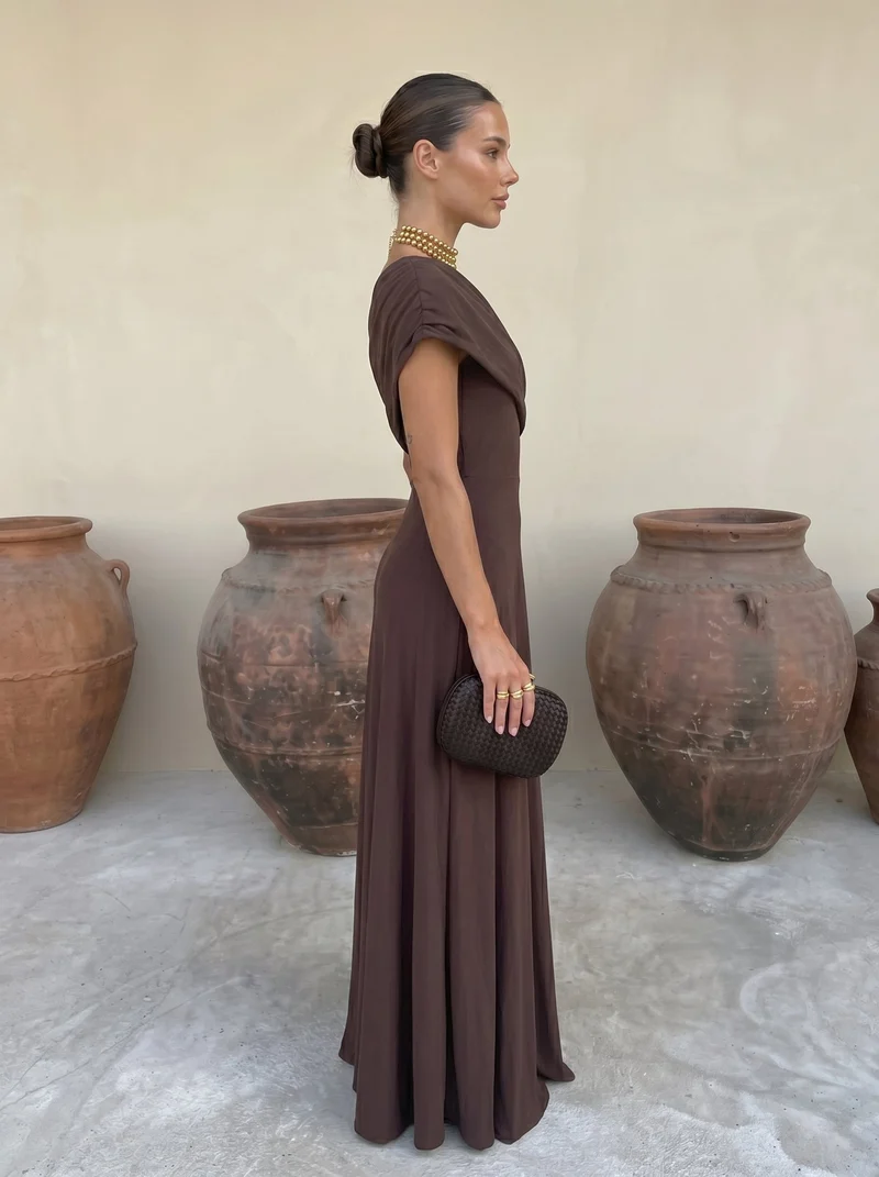 Cordoue | Three-tone off-the-shoulder maxi dress