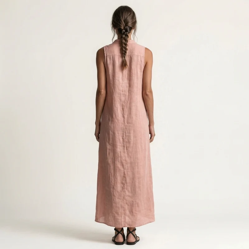 Mirabell | Sleeveless Hooded Button-Down Linen Maxi Dress