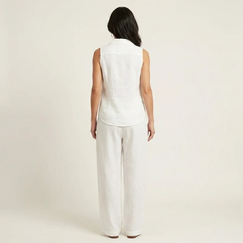 Twiila | Crossover Collared Top and Wide-Leg Pants Set