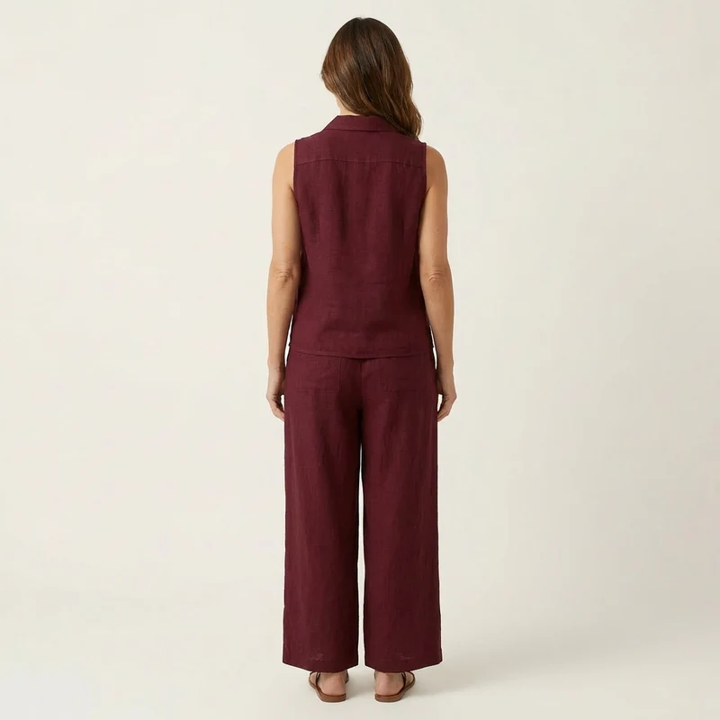 Twiila | Crossover Collared Top and Wide-Leg Pants Set