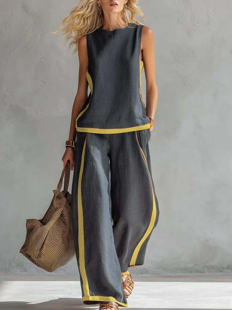 Ursula | Smart casual vest and trousers set with two-tone finishings