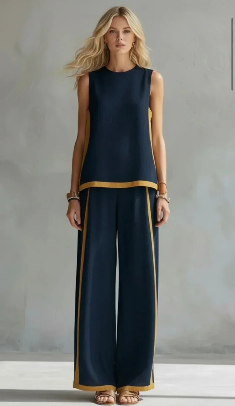 Ursula | Smart casual vest and trousers set with two-tone finishings