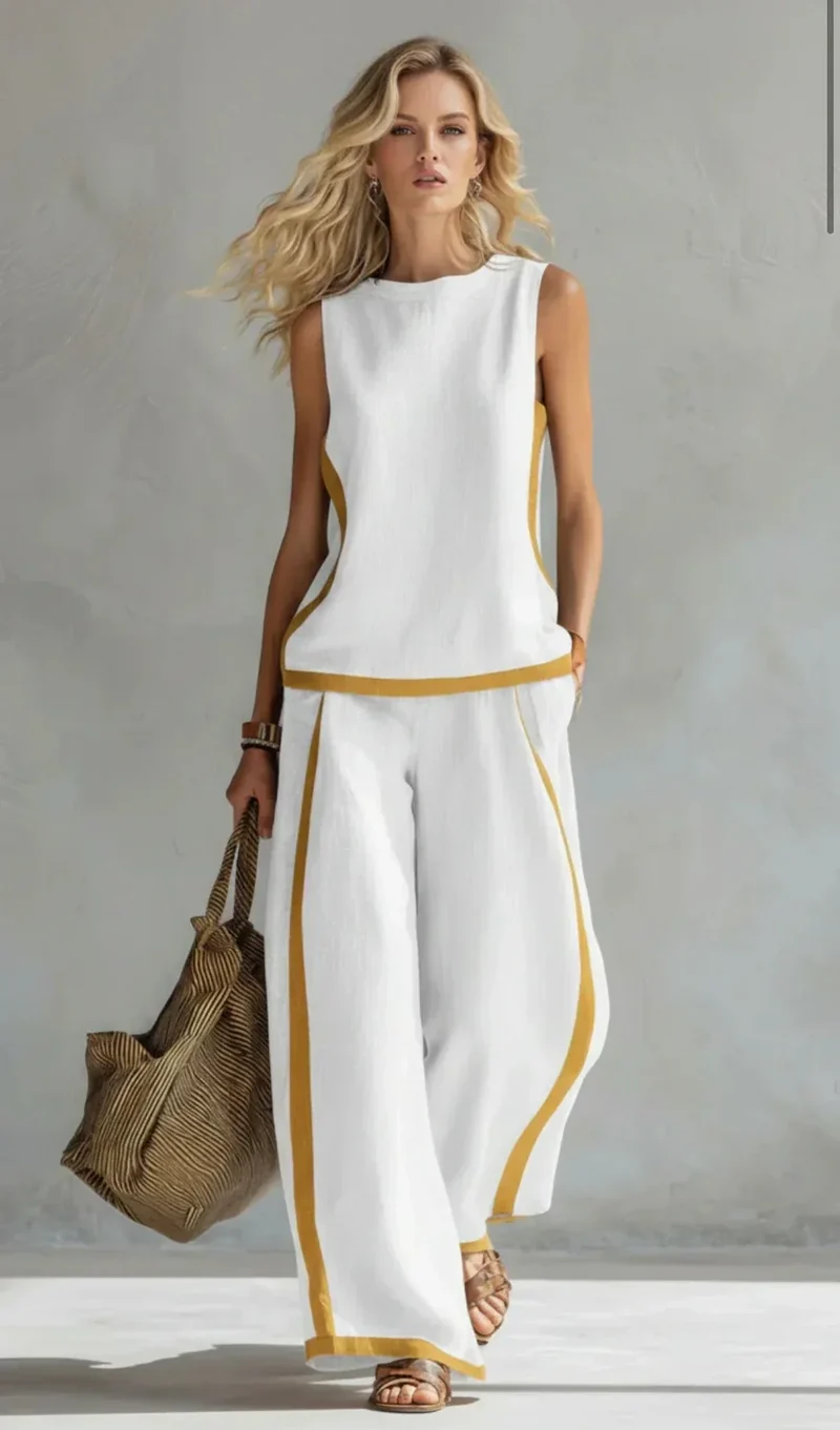 Ursula | Smart casual vest and trousers set with two-tone finishings