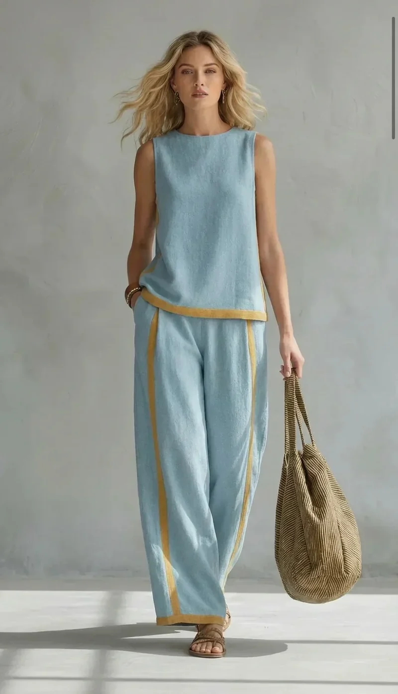 Ursula | Smart casual vest and trousers set with two-tone finishings