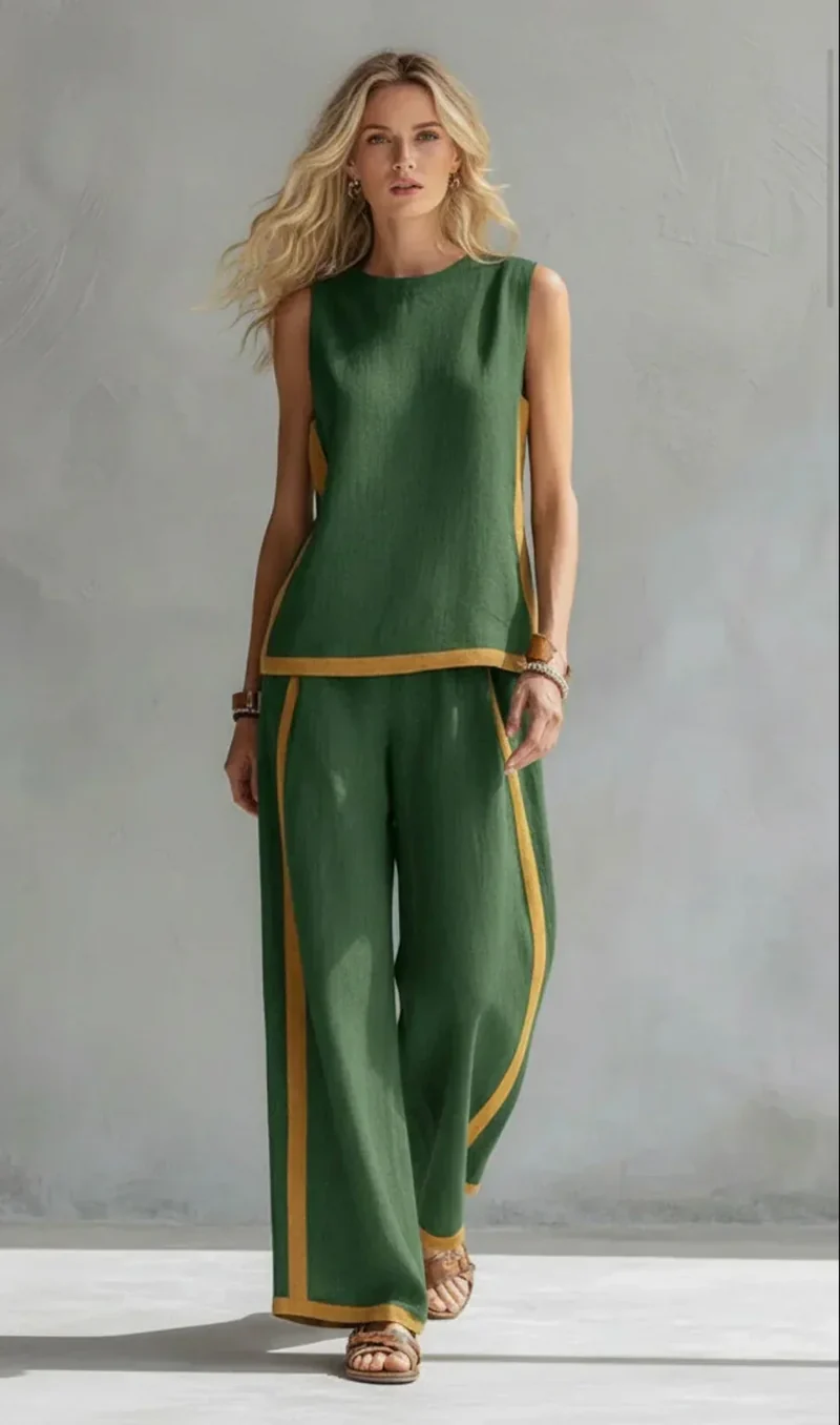 Ursula | Smart casual vest and trousers set with two-tone finishings