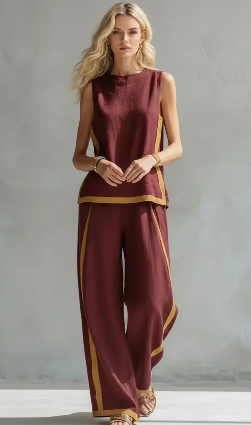 Ursula | Smart casual vest and trousers set with two-tone finishings
