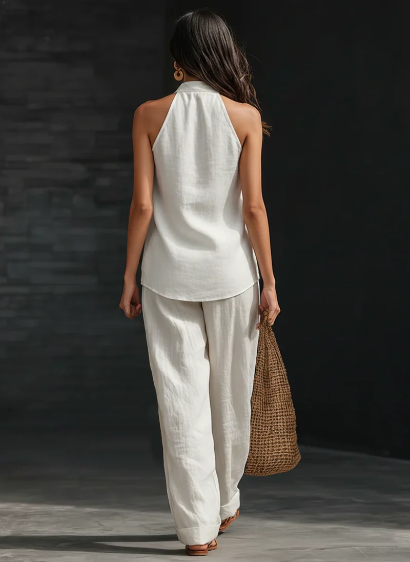 Zoëi | Sleeveless Top and Wide-Leg Pants Set