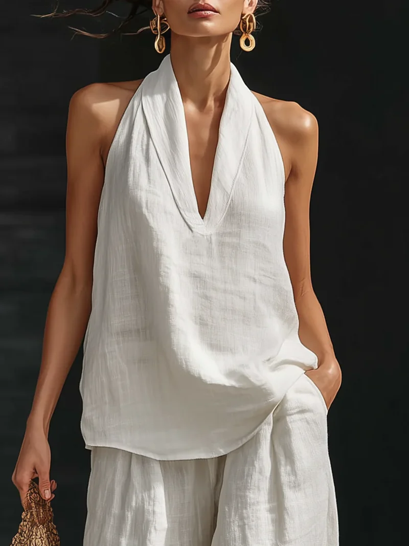 Zoëi | Sleeveless Top and Wide-Leg Pants Set