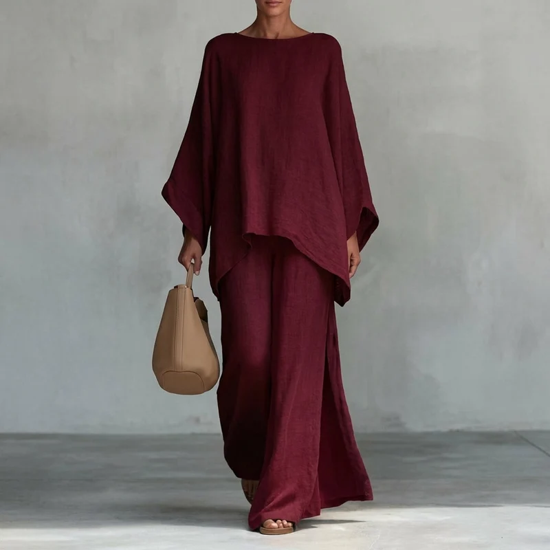 Christine | Two-Piece Set with Long Sleeves and Wide-Leg Pants