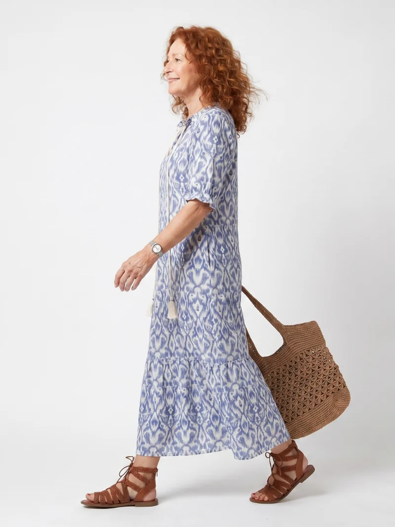 Ottoline | Printed Pom-Pom Collar Midi Dress