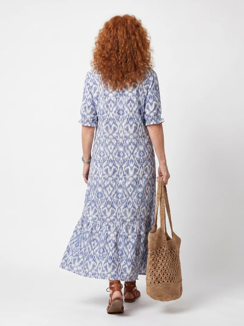 Ottoline | Printed Pom-Pom Collar Midi Dress