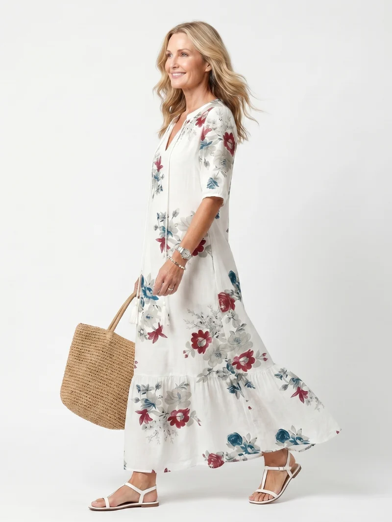 Maeva | Tasseled Floral Midi Dress