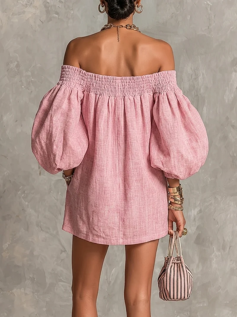 Florentia | Pink puff-sleeve mini dress