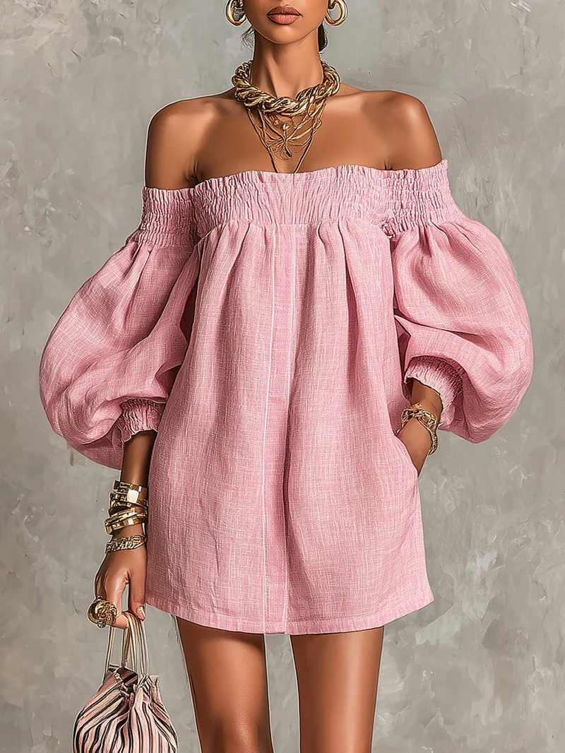 Florentia | Pink puff-sleeve mini dress