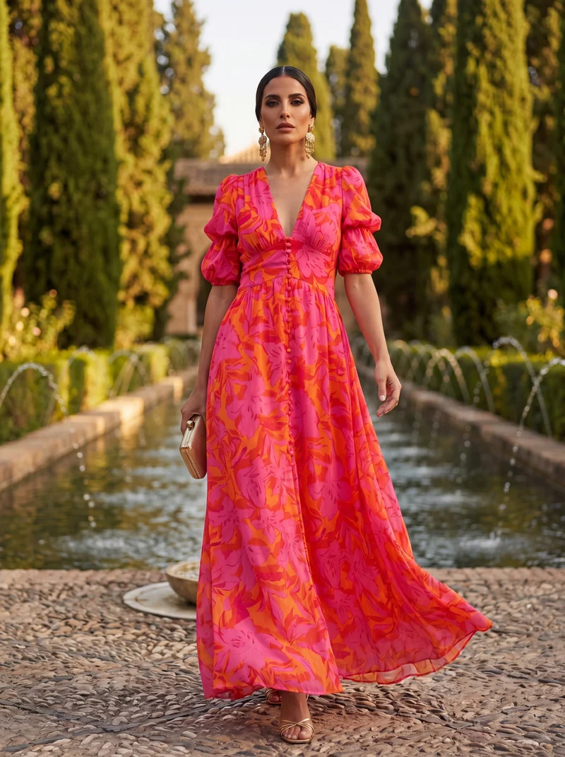 Olvera | Elegant Floral Print Dress