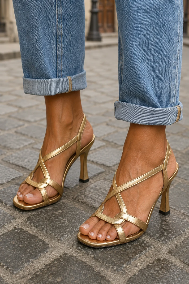 Elisabetta | Comfortable golden heels