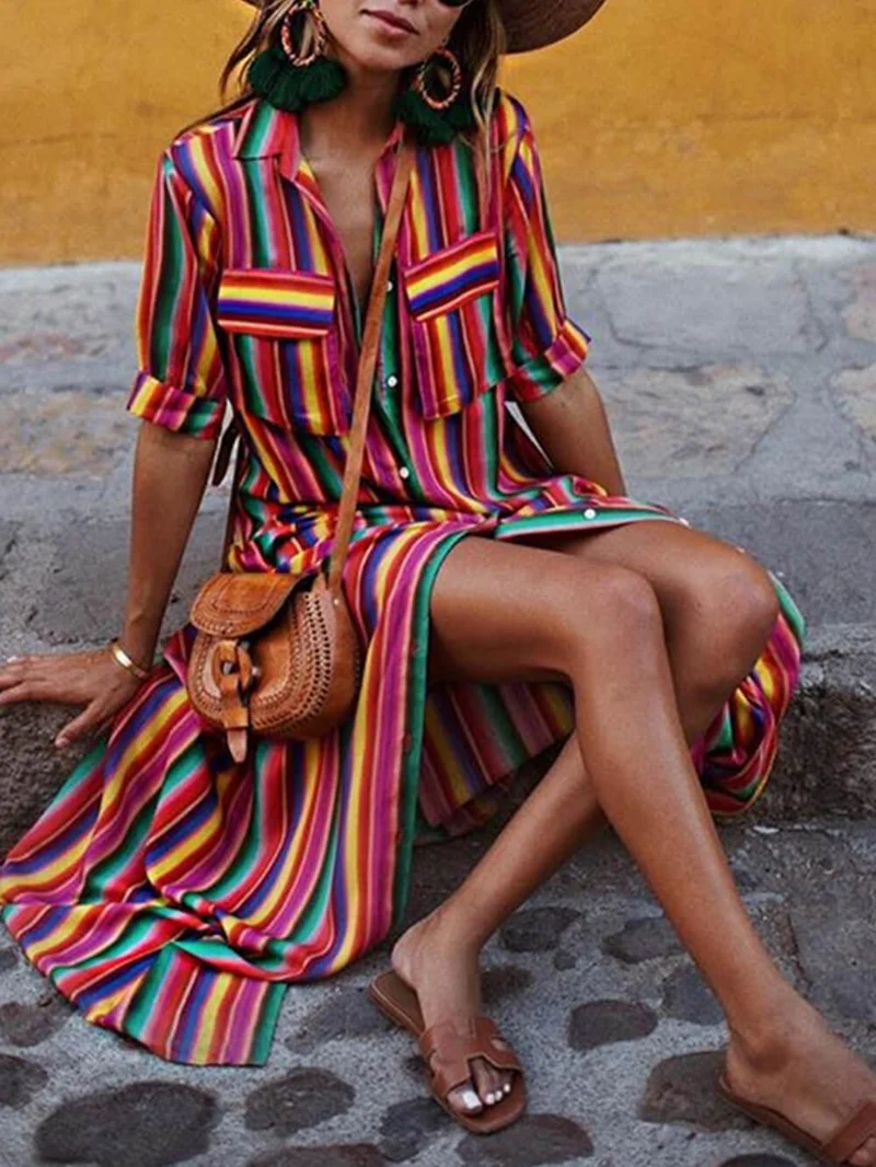 Carmina | Multicolored striped dress