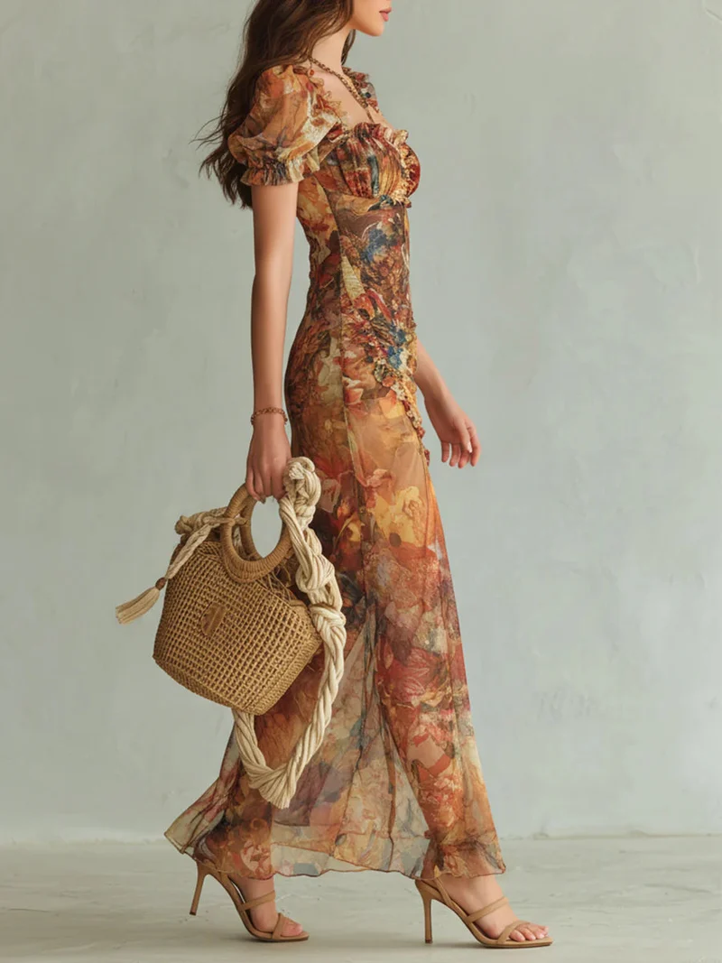 Delia | Long dress with paint print