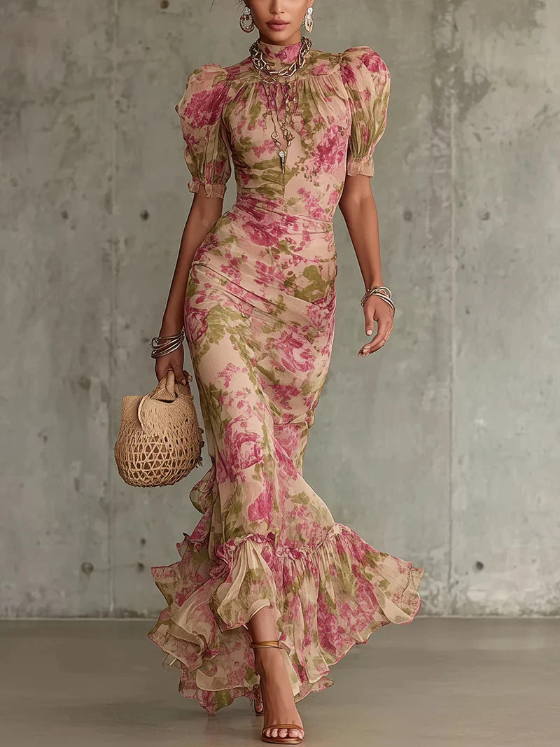 Selara | Floral pink vintage dress