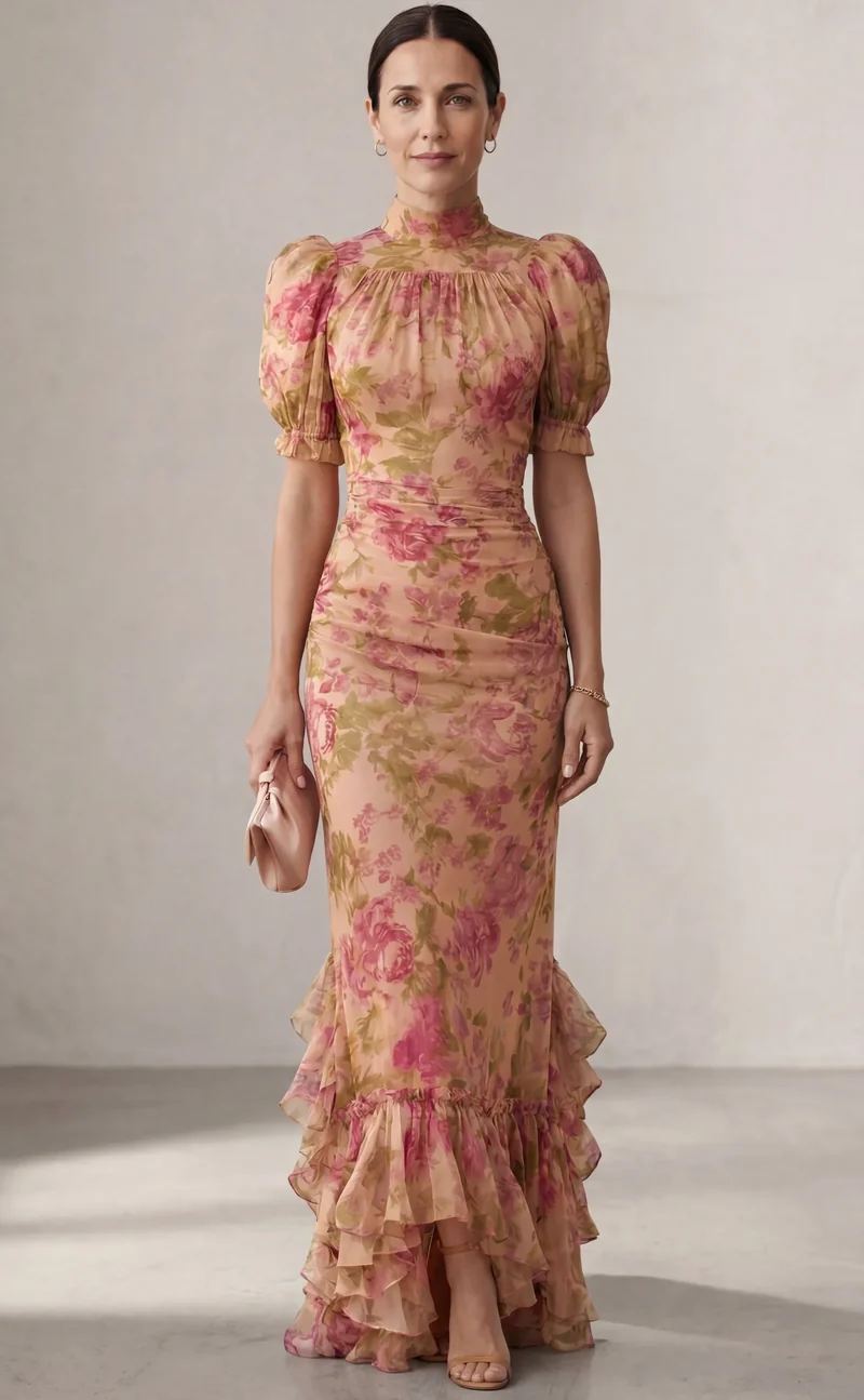 Selara | Floral pink vintage dress