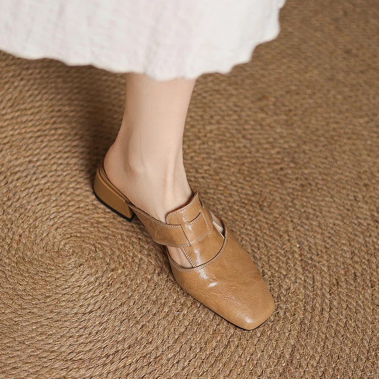 Carolina | Mules avec Bride et Bout Carré