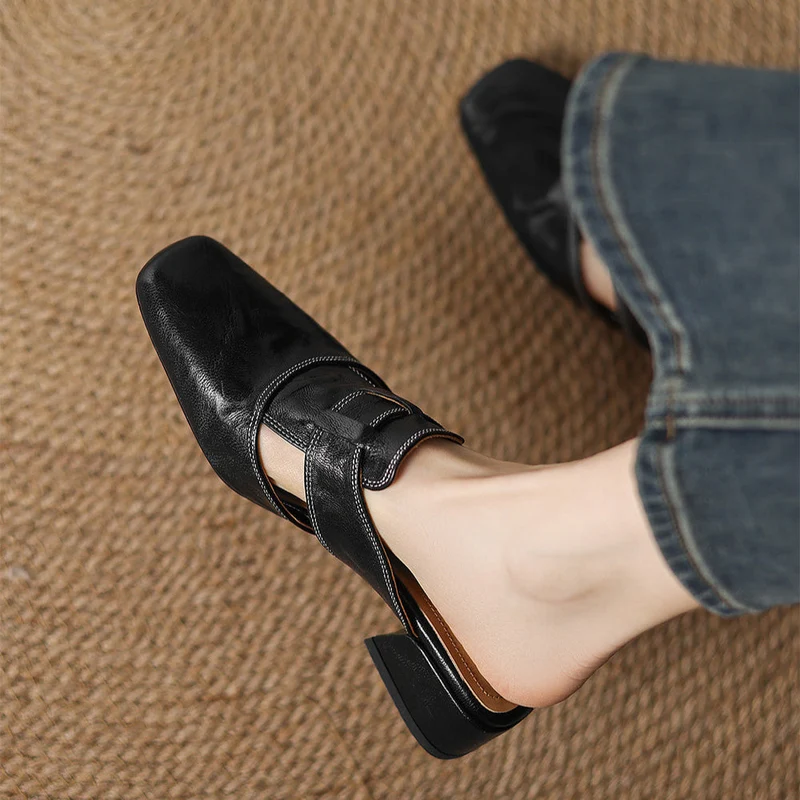 Carolina | Mules avec Bride et Bout Carré