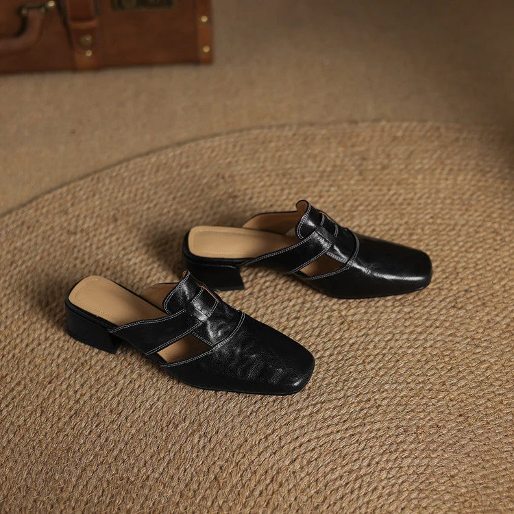 Carolina | Mules avec Bride et Bout Carré